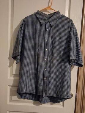 Van Heusen Men’s Short-Sleeve Button-Down Shirt in Purple, Blue, White Check